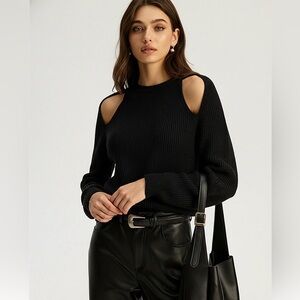 NWT Commense Cut-out Ribbed Knit Sweater Sz XS